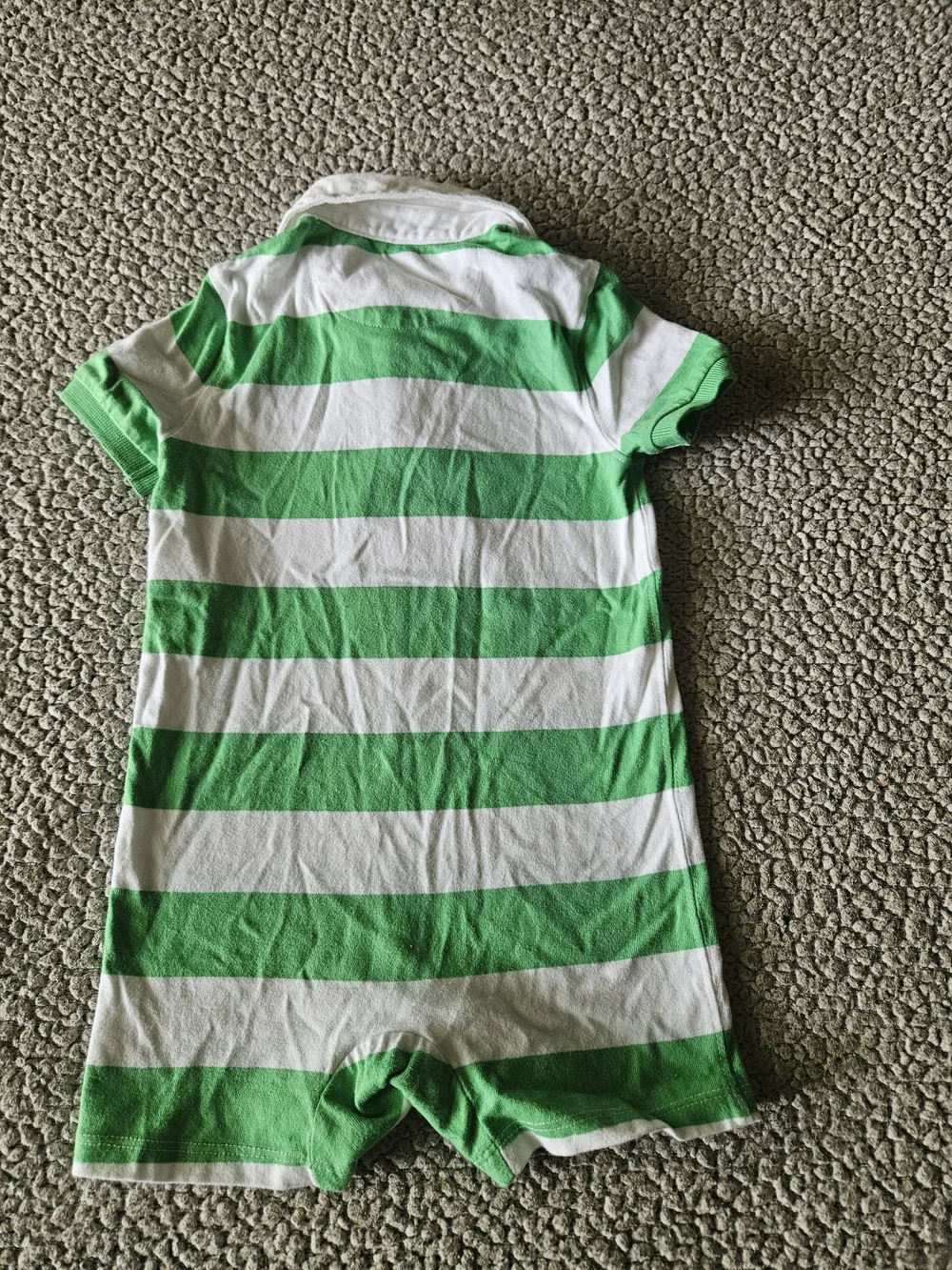 Ralph Lauren Green & White Striped Polo Romper